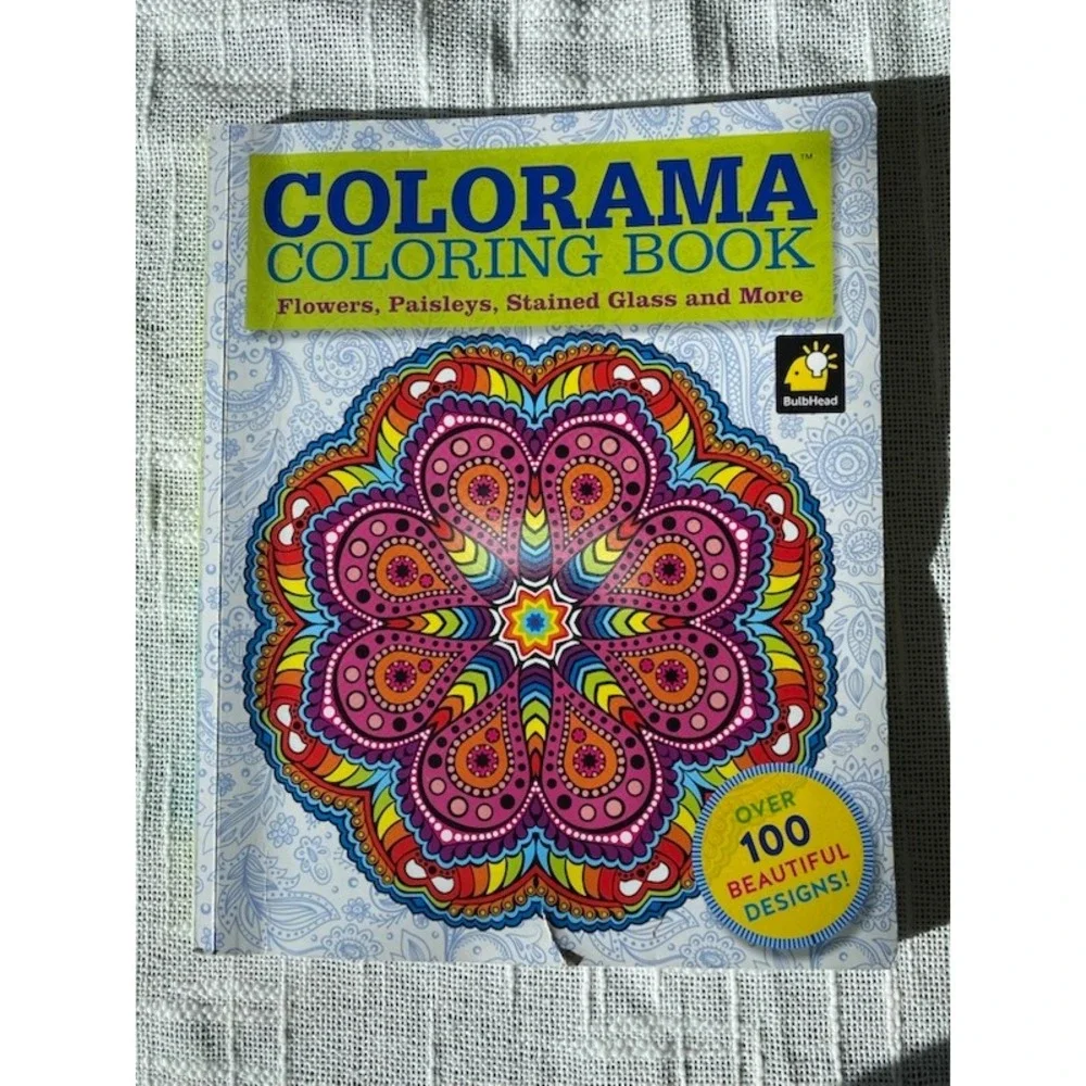 Colorama Coloring Book Flowers Paisleys Stained Glass 2015 Telebrands Press 100+